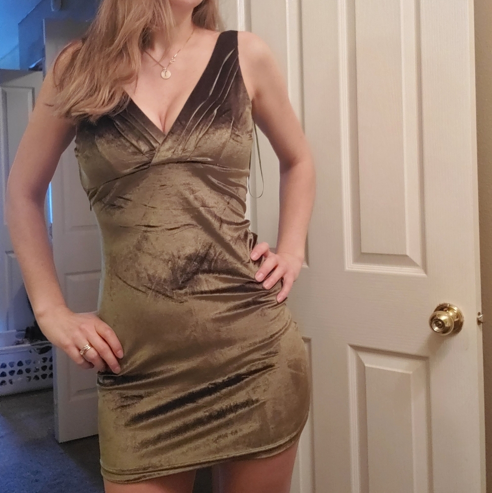 Green velvet dress